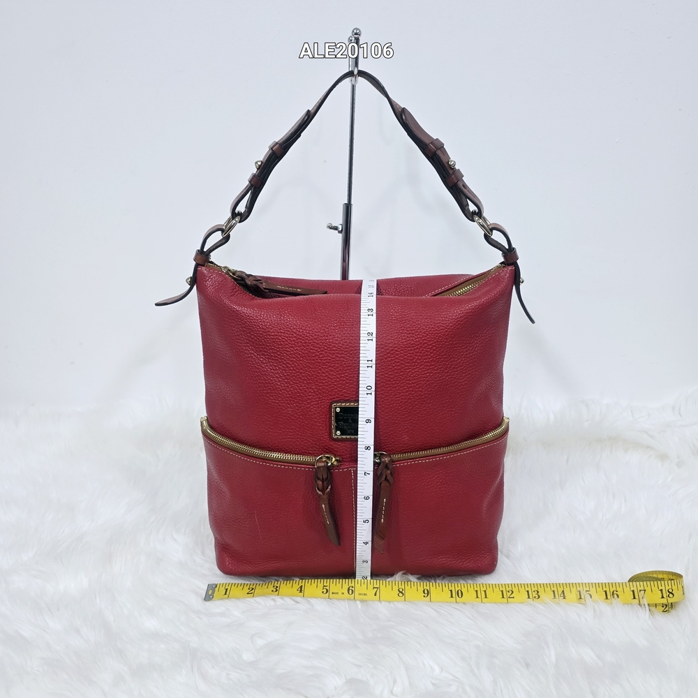 Dooney & Bourke Red Leather Tote / Shoulder Bag Zip Pocket - Picture 4 of 16